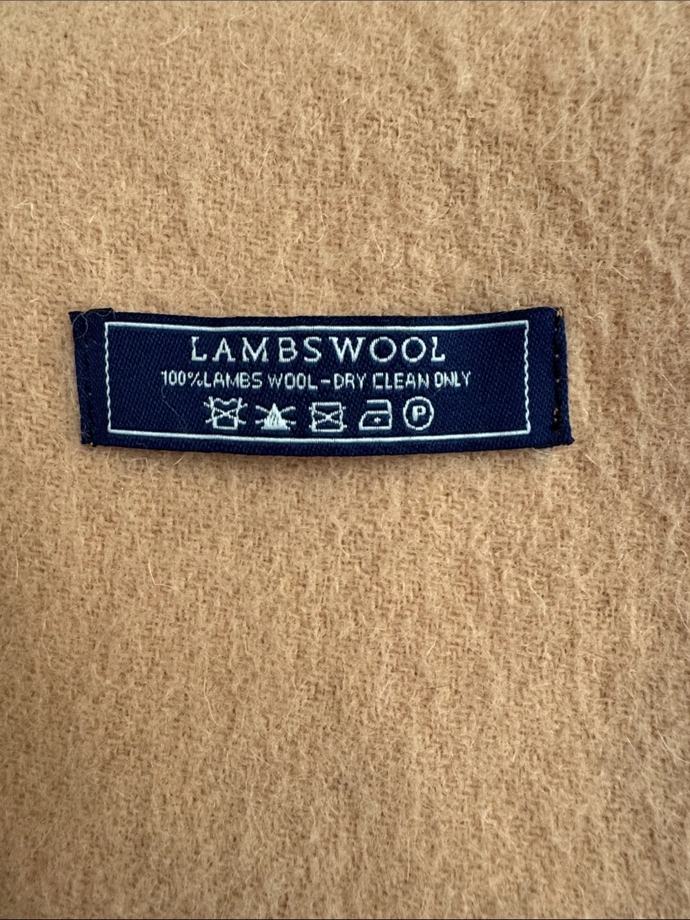 Camel Fringed LambsWool Throw Shawl Oversized Scarf 27”x76”